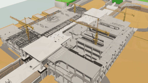 《創新中國》節目中展示的陜建集團的智慧工地模擬場景。